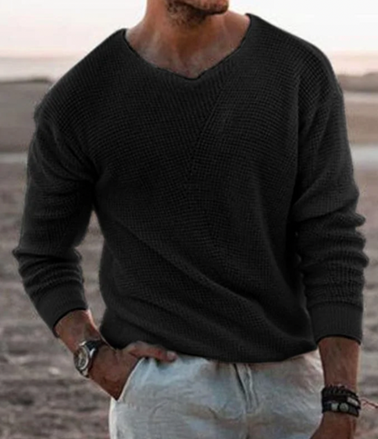 Knit Sweater – V Neck Pullover & Breathable Layering Fit