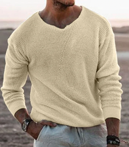 Knit Sweater – V Neck Pullover & Breathable Layering Fit