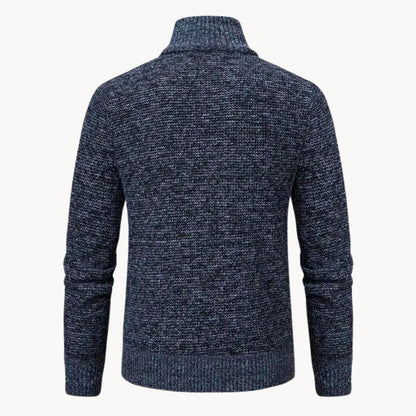 Knit Sweater - Zip Front And Ribbed Trim For Easy Wear