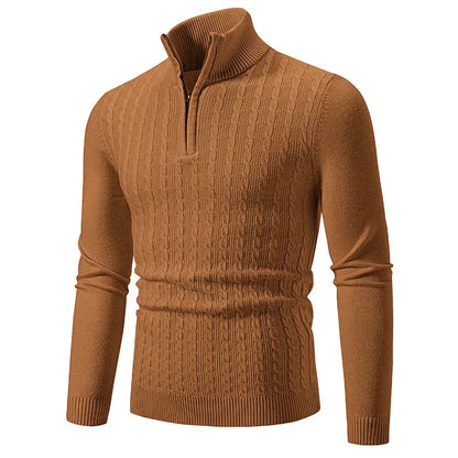 Knit Blend Sweater - Cable Texture & Adjustable Neck