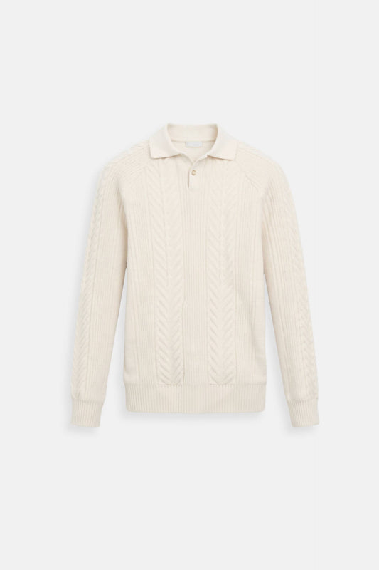 Men’s Cable-Knit Shirt Collar Sweater