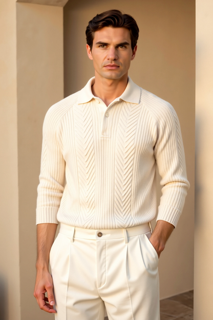 Men’s Textured Polo Collar Shirt