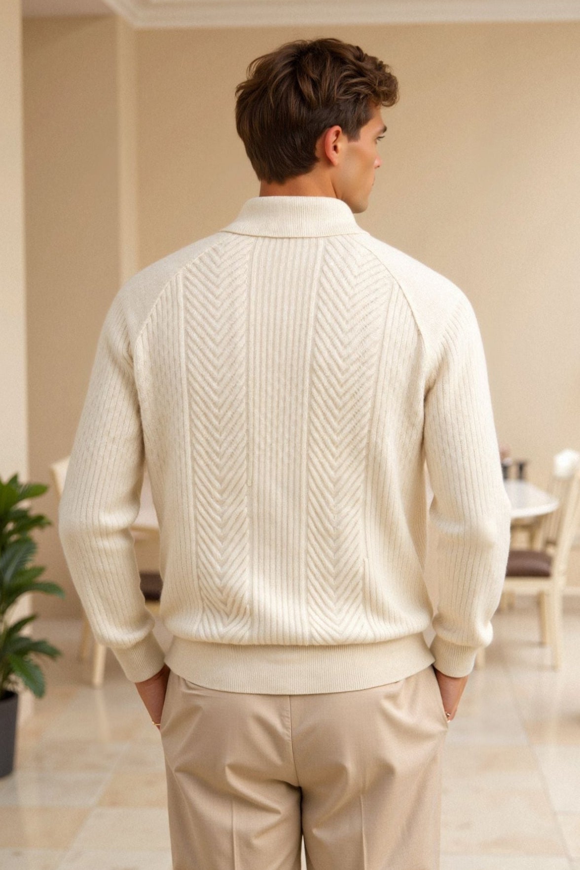 Men’s Textured Polo Collar Shirt