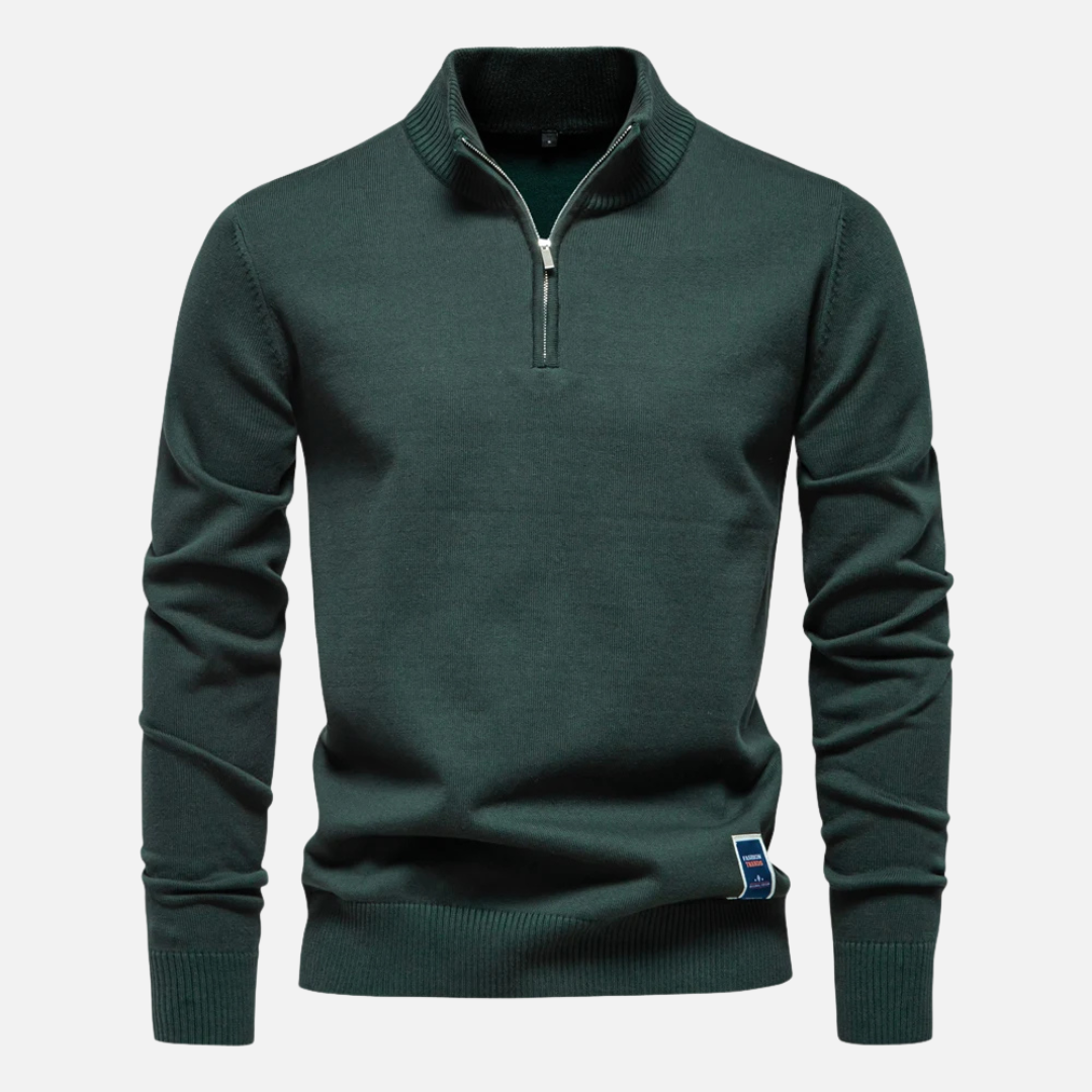 Knit Sweater - Quarter Zip Neck & Smooth Layering Fit