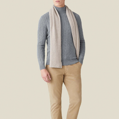 Knit Sweater – Polyester Blend Cable Knit & Neck Coverage