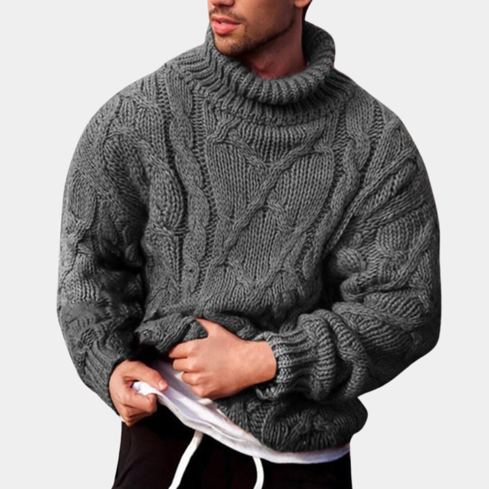 Men’s Chunky Cable Knitted Turtleneck Sweater