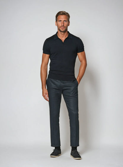 Knitted Polo Shirt - Buttonless Collar And Flexible Shape