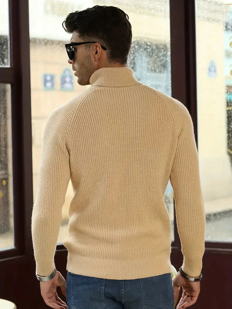 Knitted Sweater - Cable Turtleneck & Thermal Retention