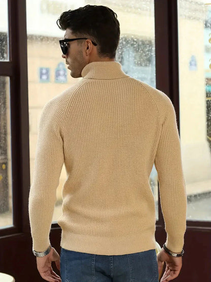 Knitted Sweater - Cable Turtleneck & Thermal Retention