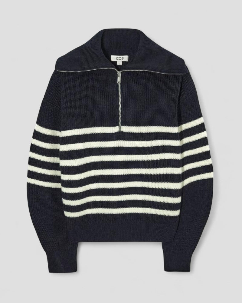 Knitted Zip Neck Cashmere Jumper for Women