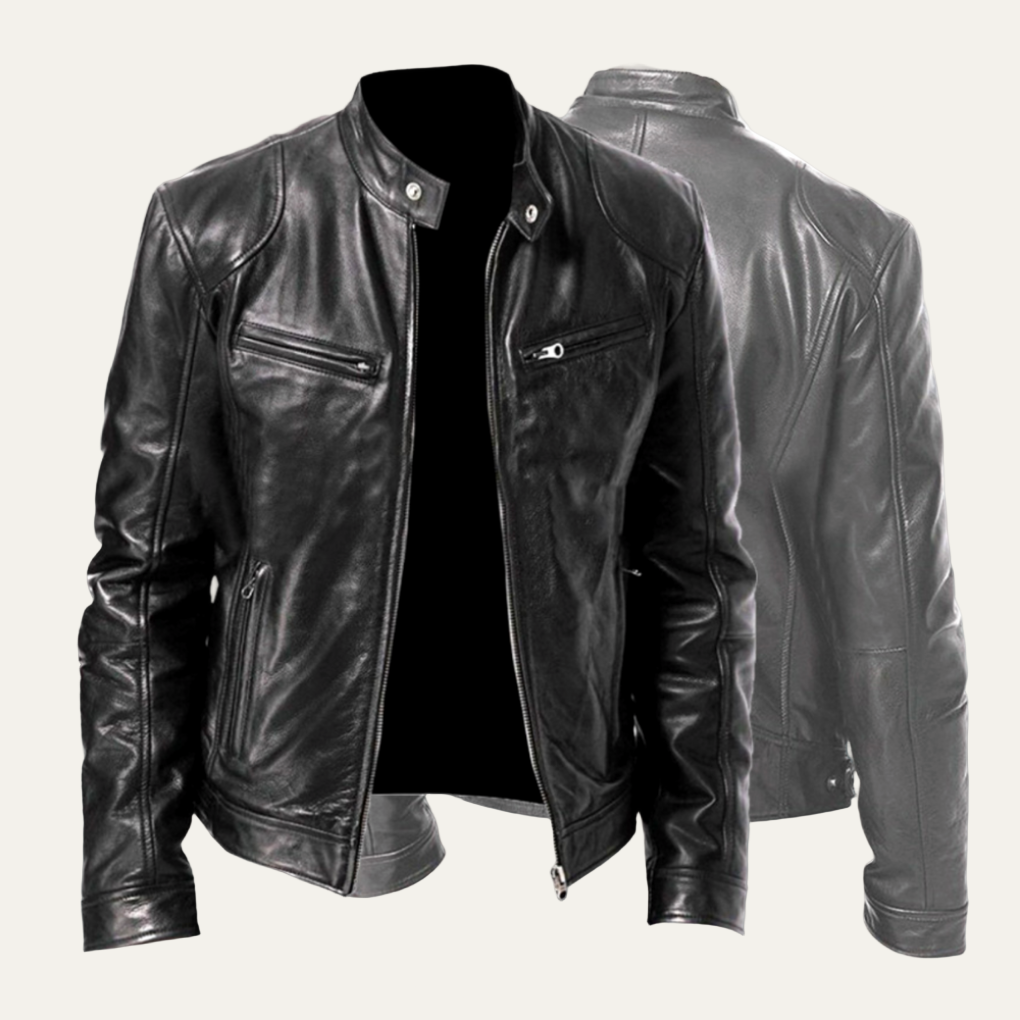 Men’s Sleek Fitted Leather Moto Jacket