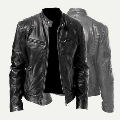 Men’s Sleek Fitted Leather Moto Jacket