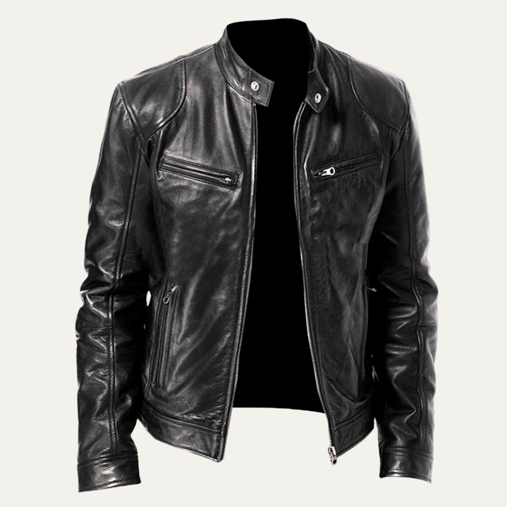 Men’s Sleek Fitted Leather Moto Jacket