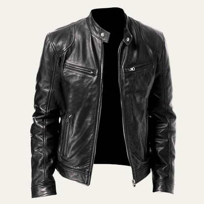 Men’s Sleek Fitted Leather Moto Jacket