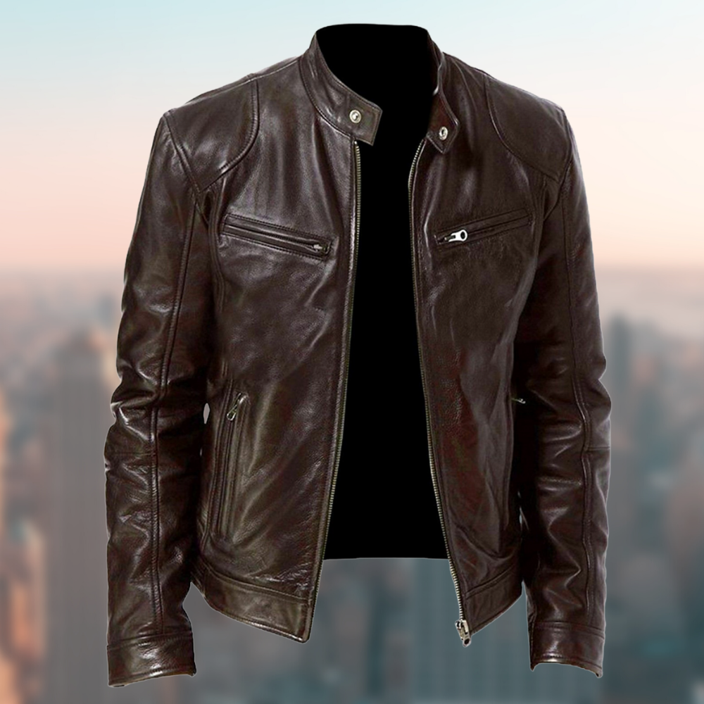 Sustainable Men's Faux Leather Vintage Coat