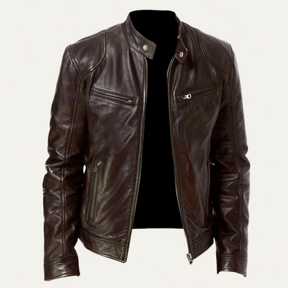 Men’s Sleek Fitted Leather Moto Jacket