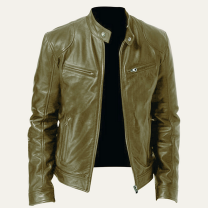 Men’s Sleek Fitted Leather Moto Jacket