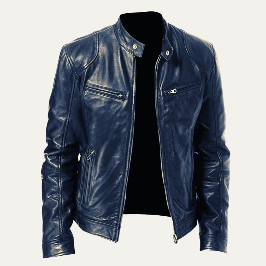 Men’s Sleek Fitted Leather Moto Jacket