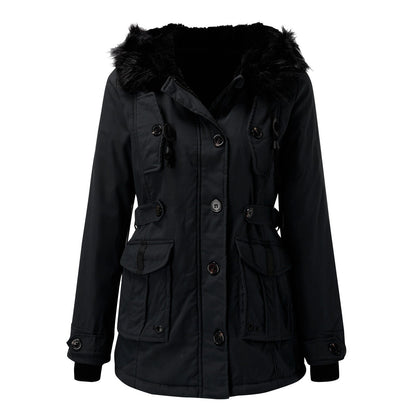 Isabella Hooded Parka | Fur Trim Button Front Parka