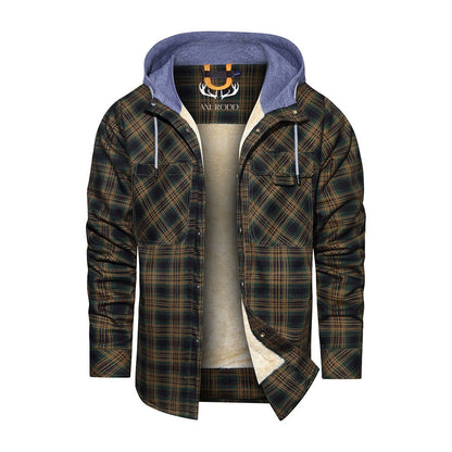 Men’s Hooded Plaid Fleece Lined Shacket