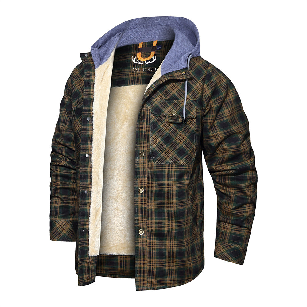 Men’s Hooded Plaid Fleece Lined Shacket