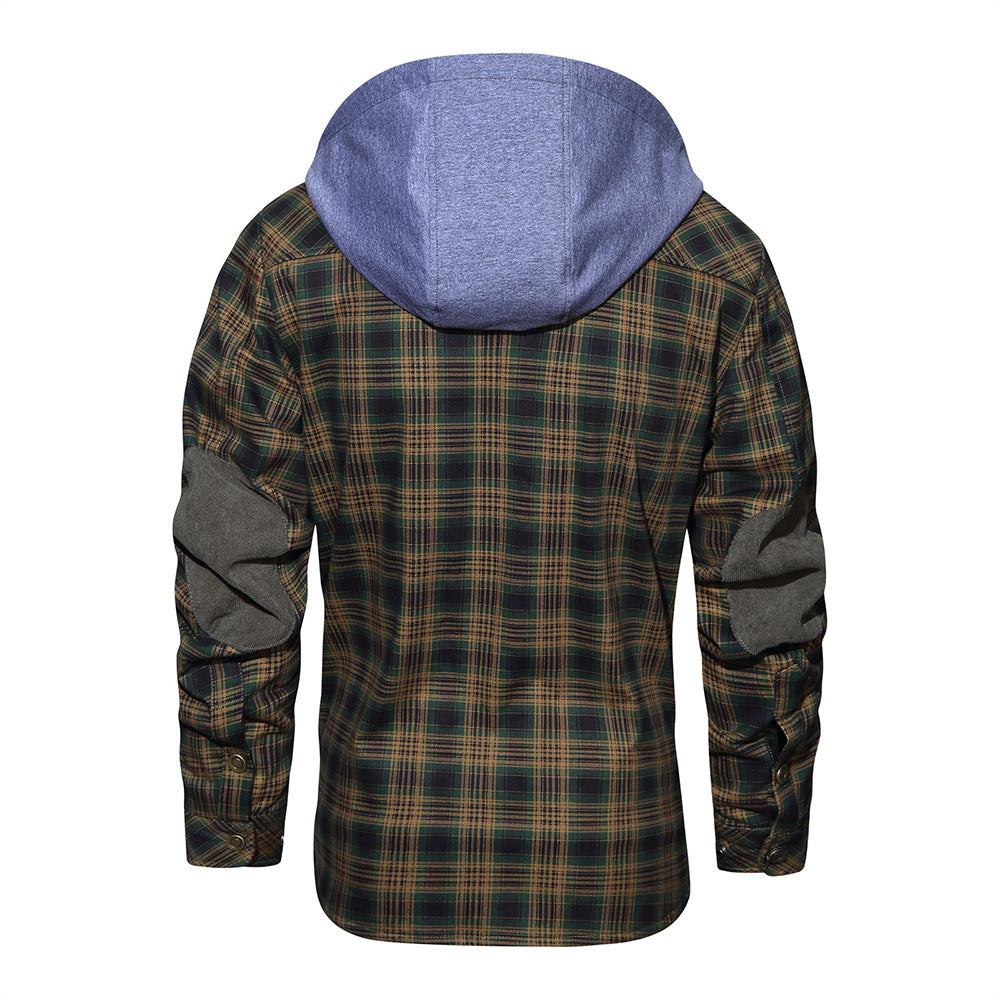 Men’s Hooded Plaid Fleece Lined Shacket