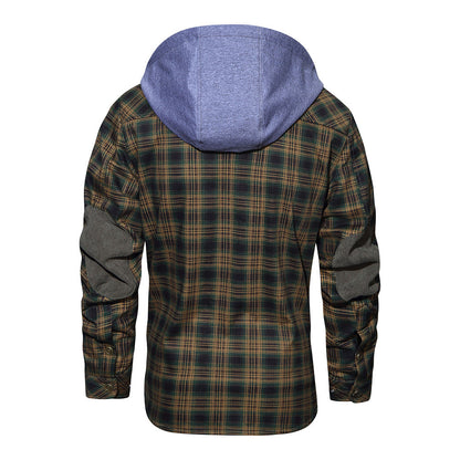 Men’s Hooded Plaid Fleece Lined Shacket