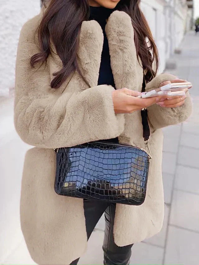 Luxe Faux Fur Oversized Open Coat for Women