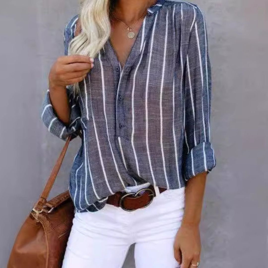 Cotton Blend Striped Shirt Women