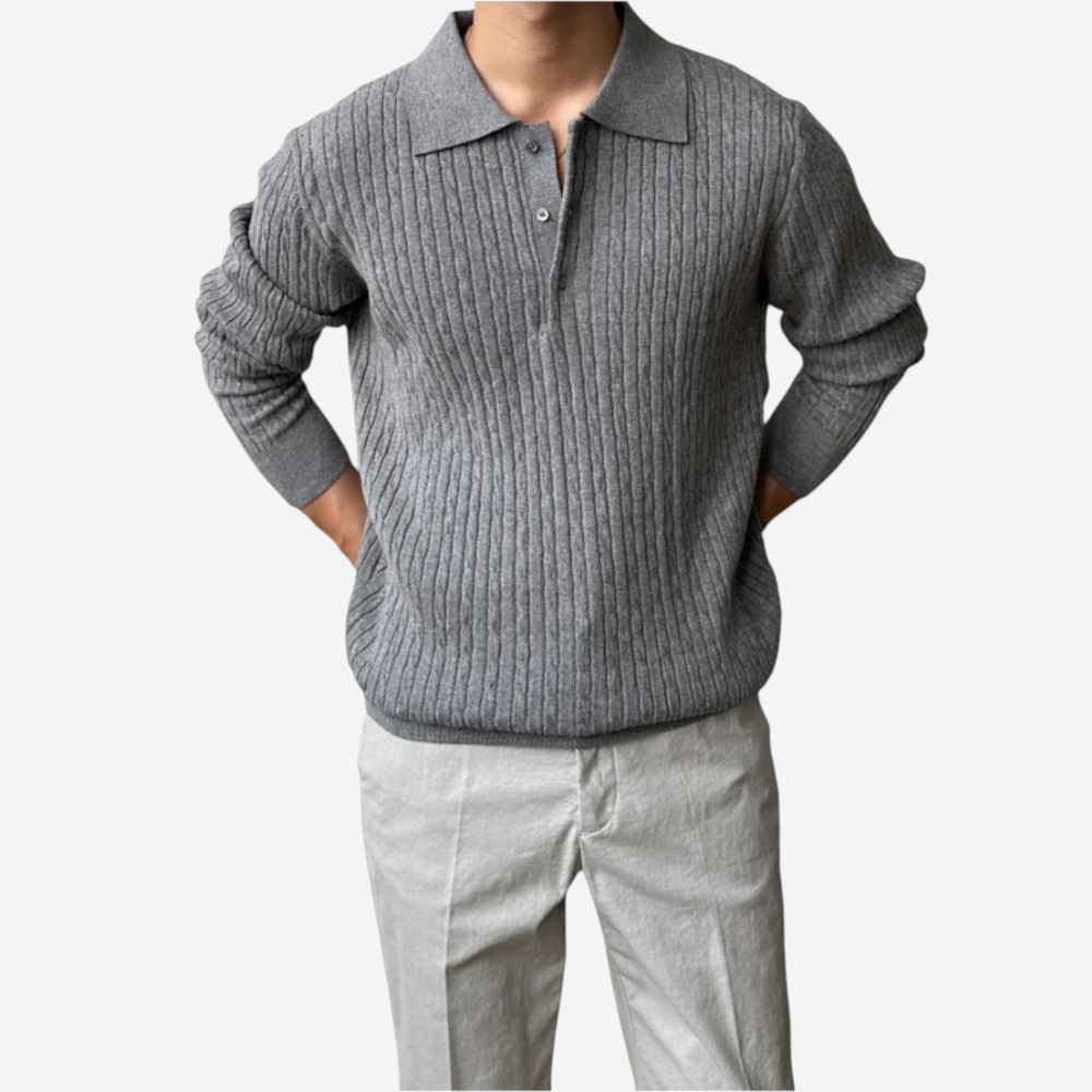 Cable Knit Polo Sweater