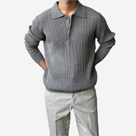 Cable Knit Polo Sweater