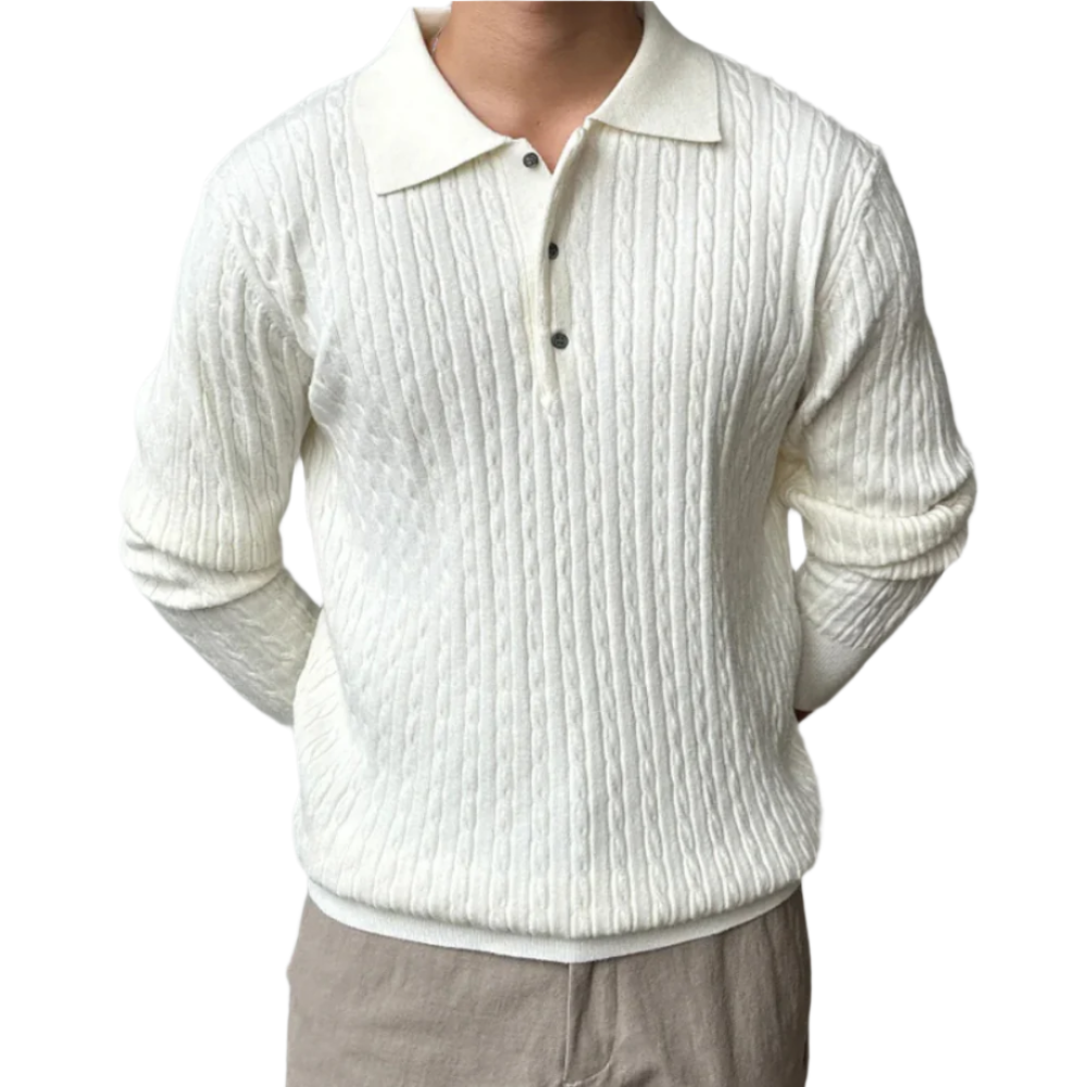 Cable Knit Polo Sweater