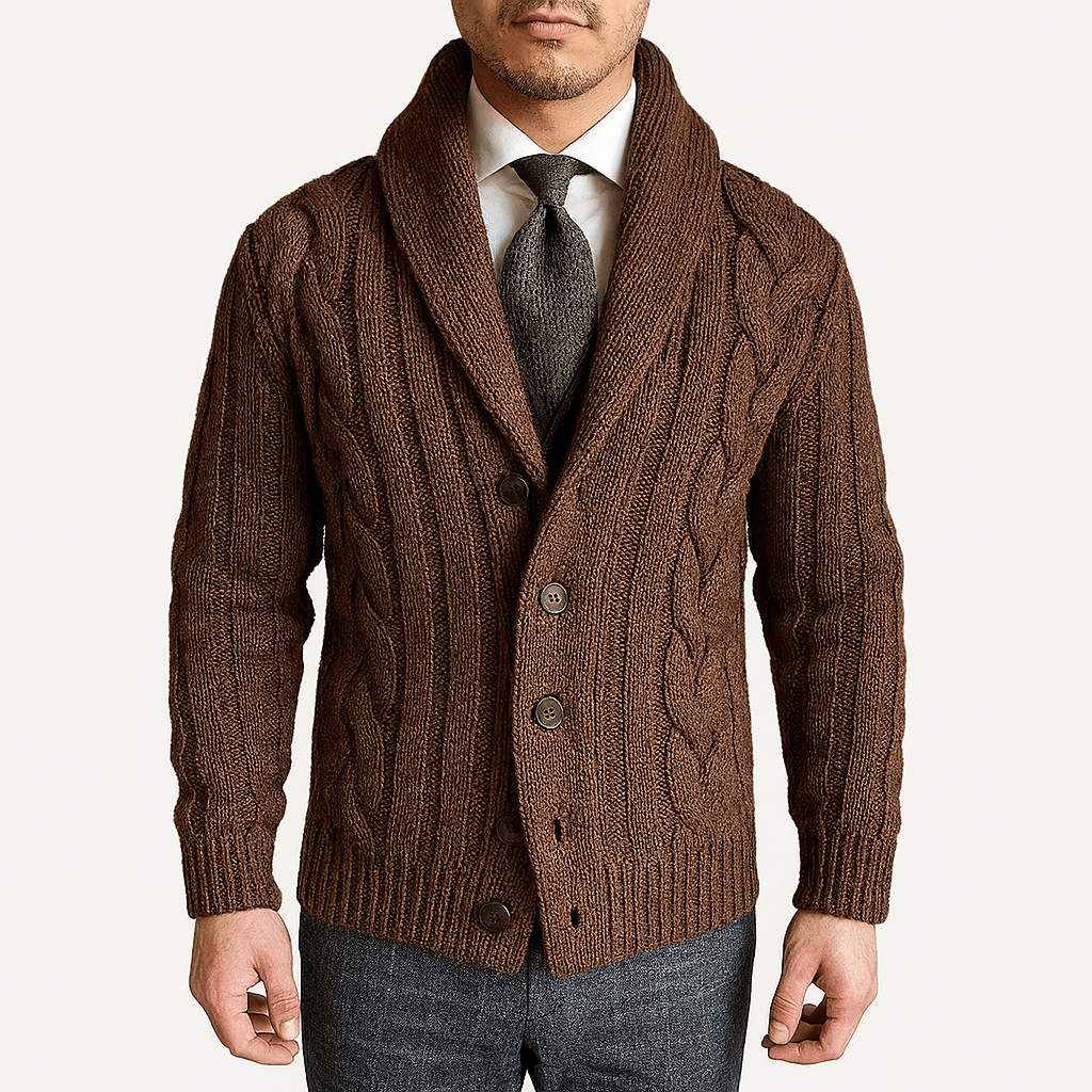 Cable Knit Shawl Cardigan Sweater