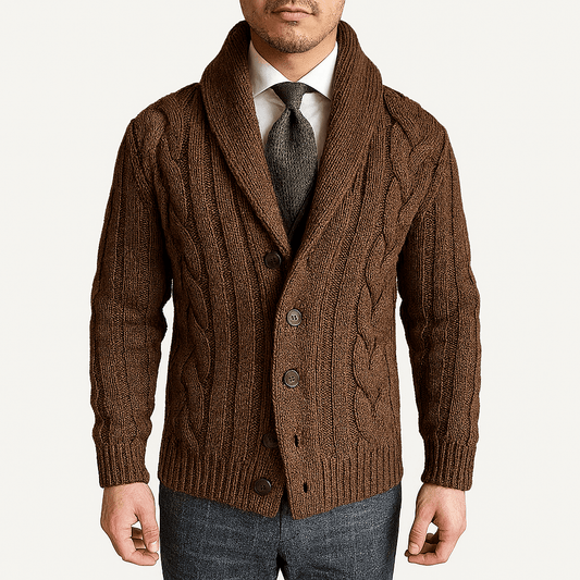 Cable Knit Shawl Cardigan Sweater