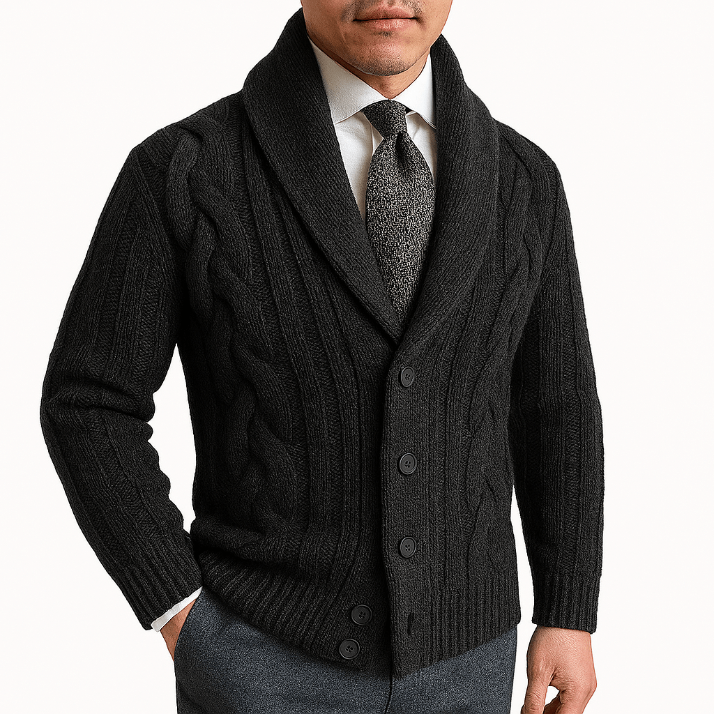 Cable Knit Shawl Cardigan Sweater