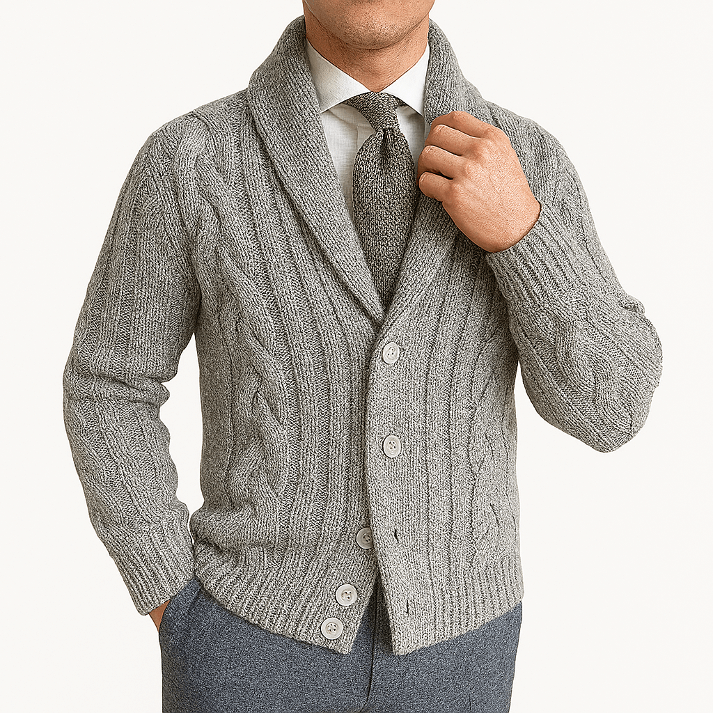 Cable Knit Shawl Cardigan Sweater