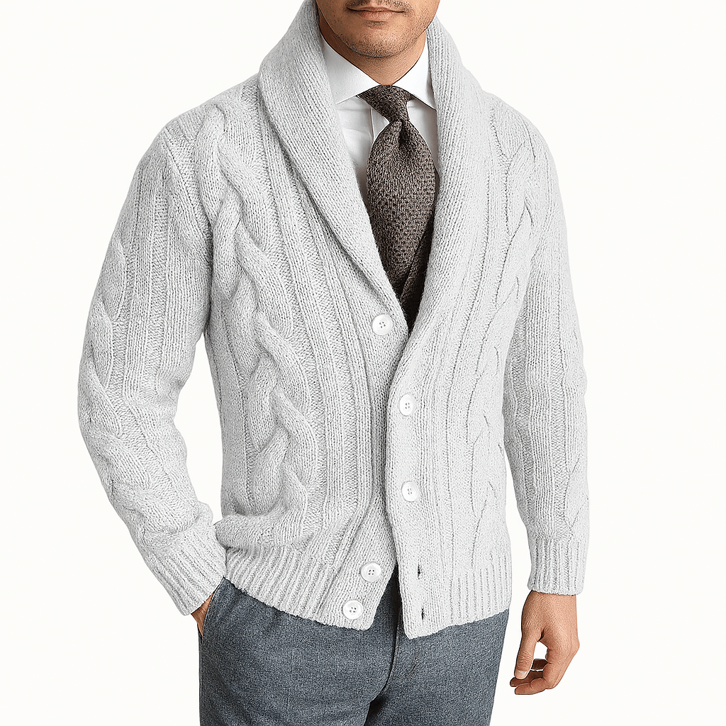 Cable Knit Shawl Cardigan Sweater