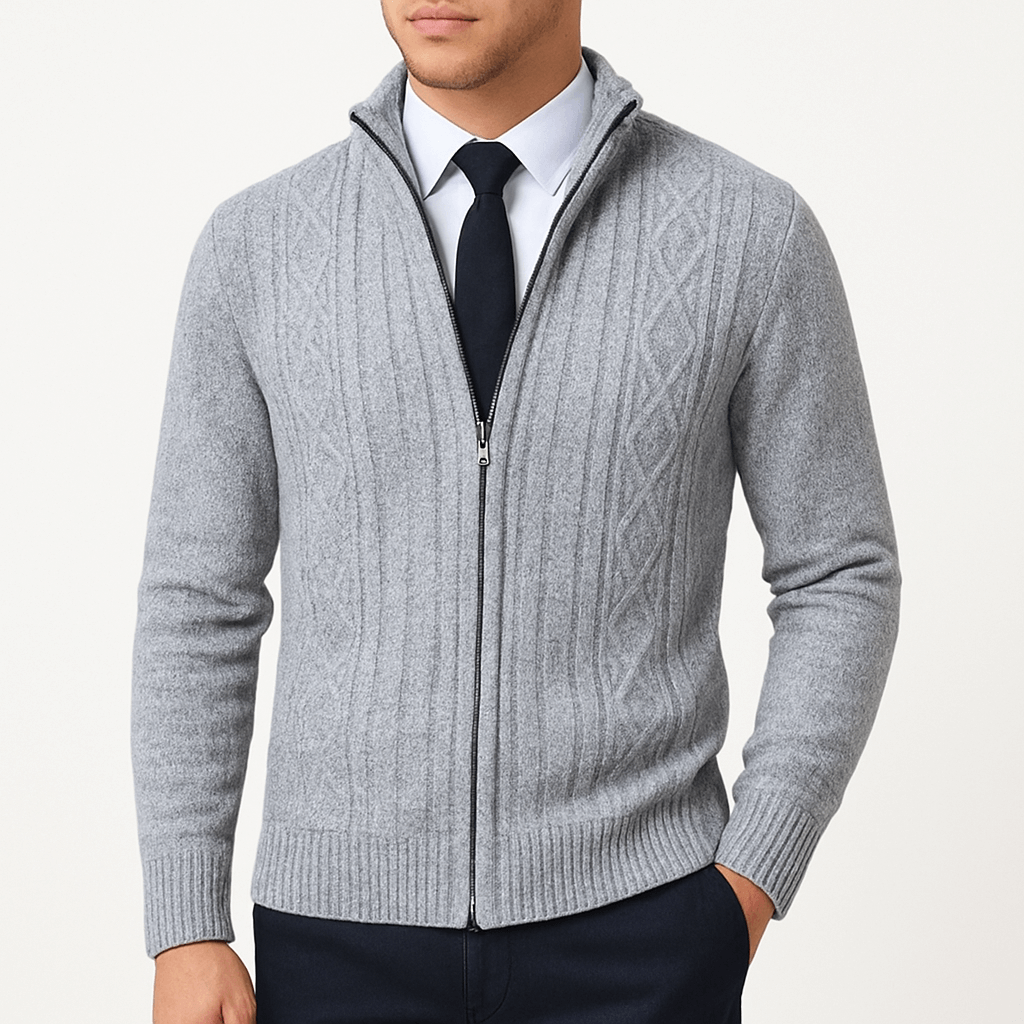 Cable-Knit Zip Cardigan