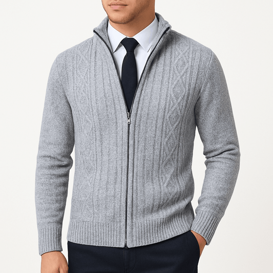 Cable-Knit Zip Cardigan