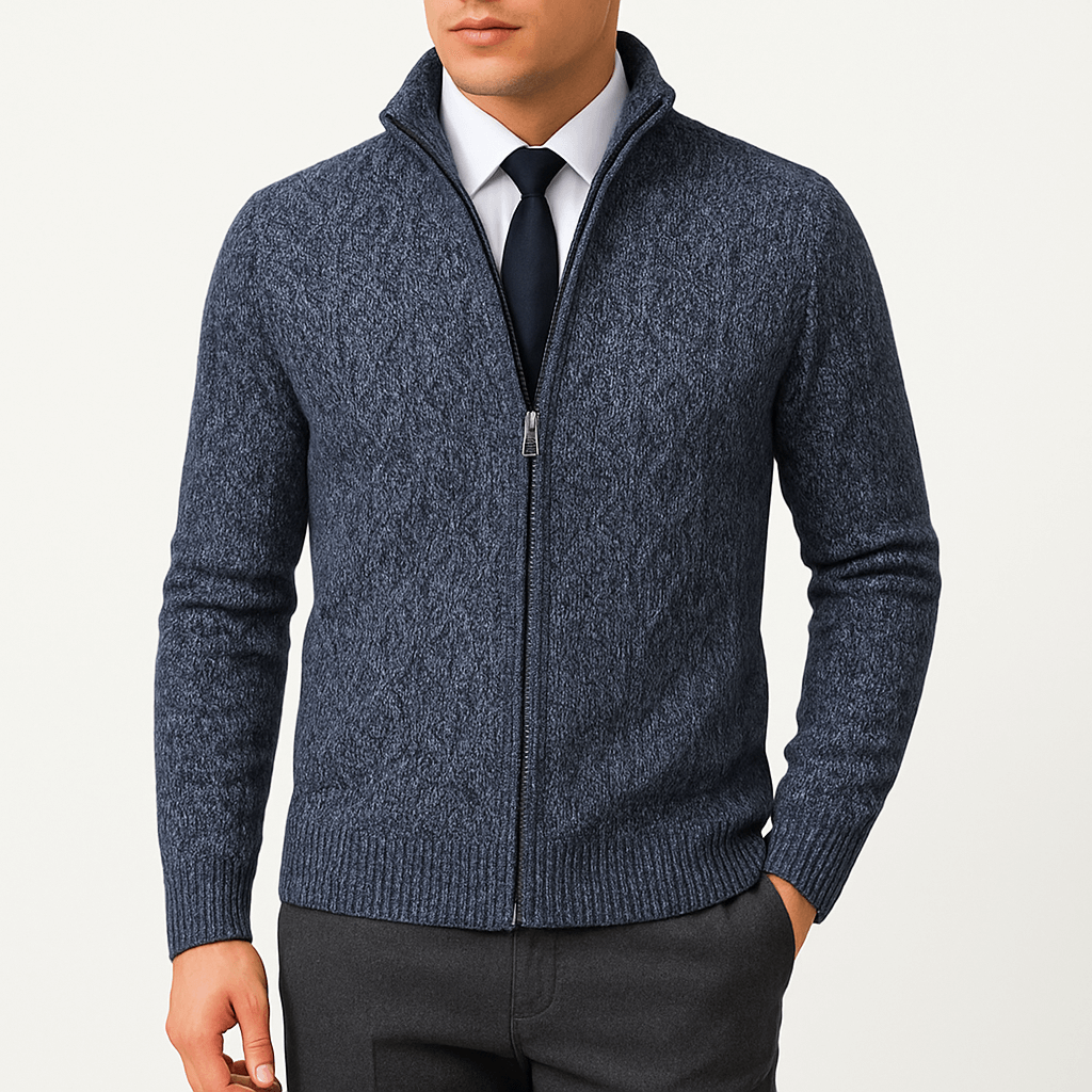 Cable-Knit Zip Cardigan