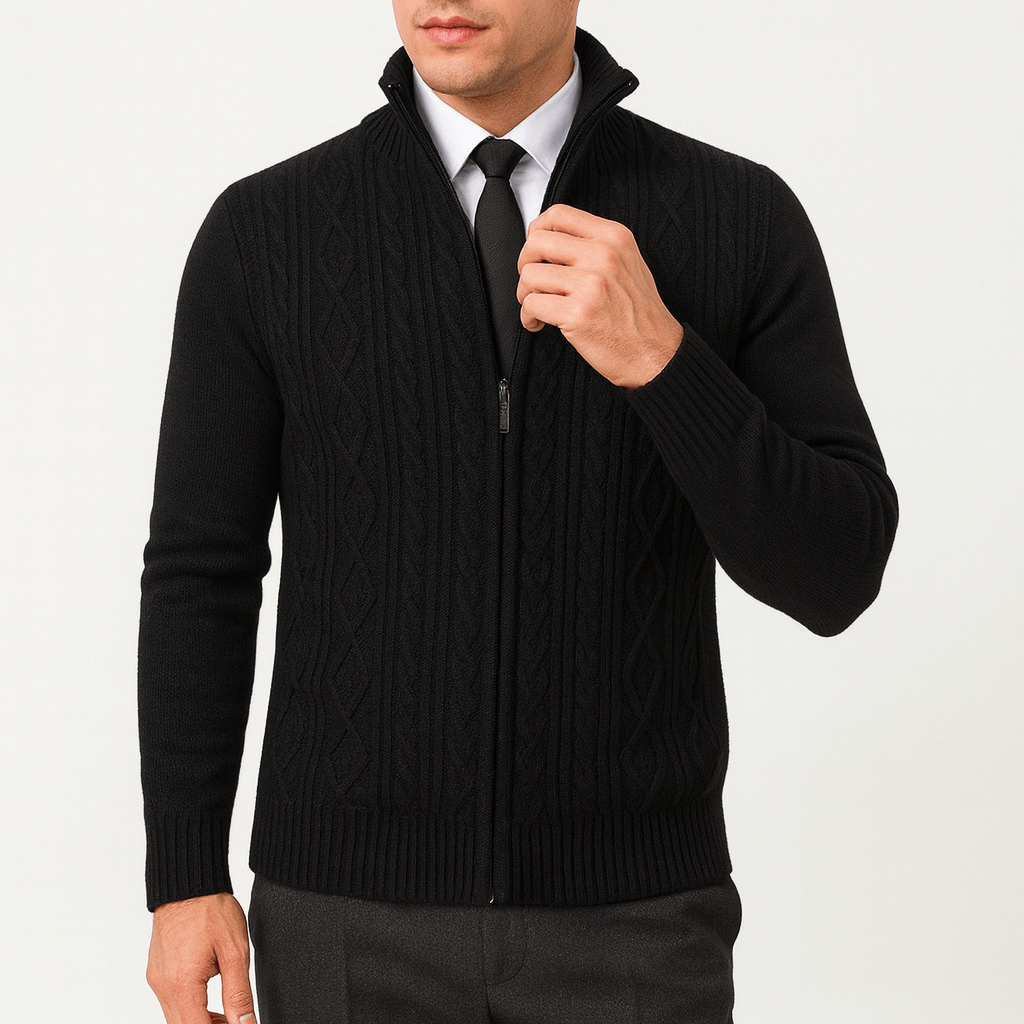 Cable-Knit Zip Cardigan