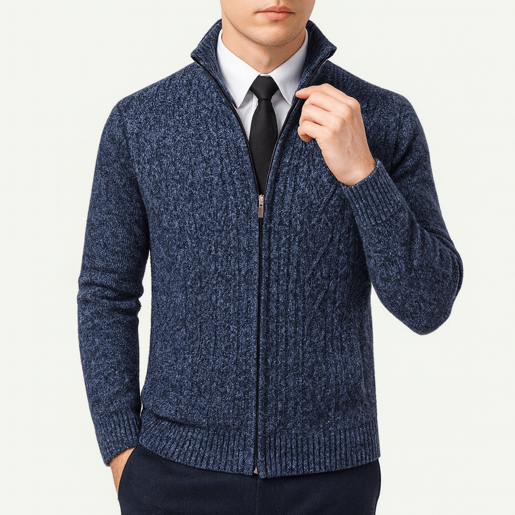 Cable-Knit Zip Cardigan