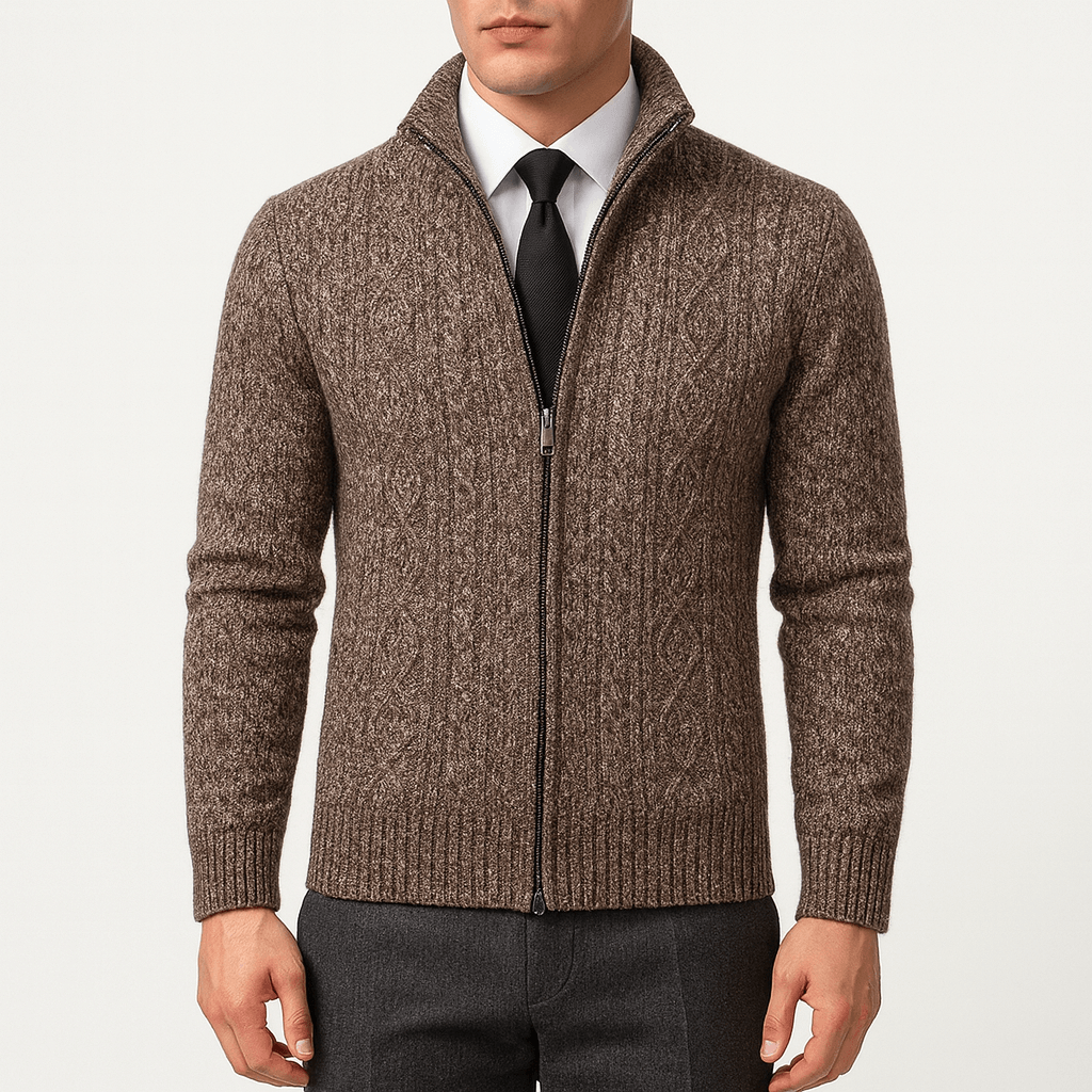Cable-Knit Zip Cardigan
