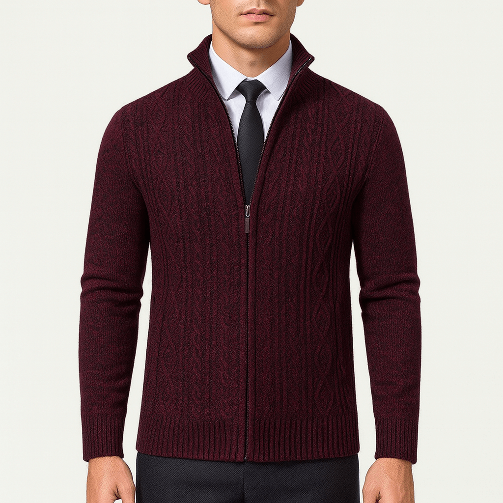 Cable-Knit Zip Cardigan