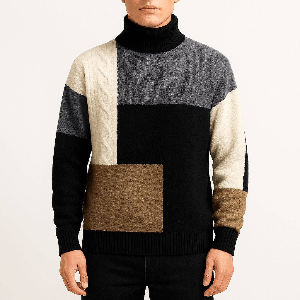 Color-Block Turtleneck Sweater
