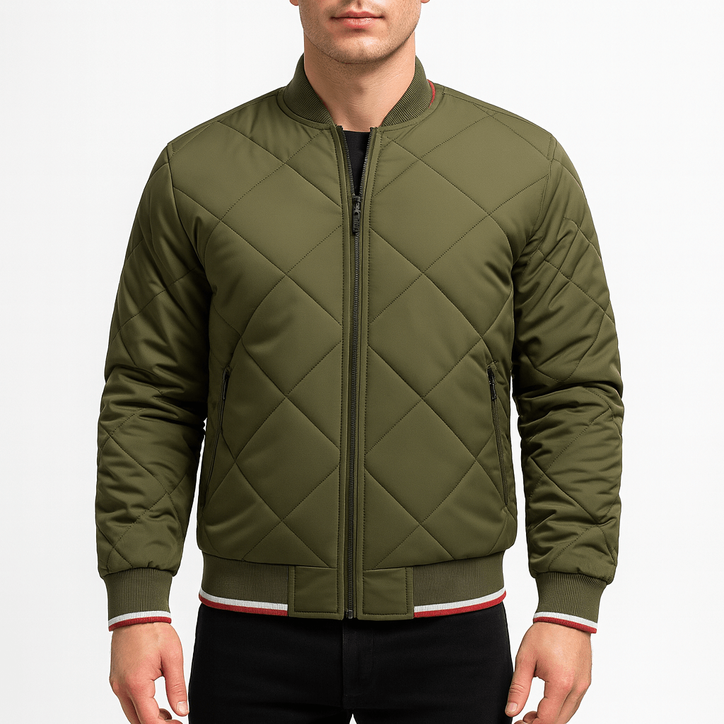 Diamond Quilted Bomber Jacket