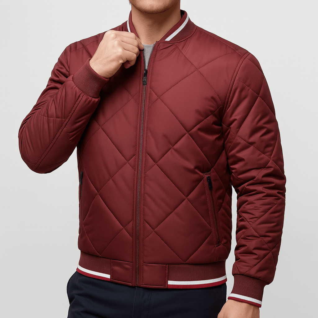 Diamond Quilted Bomber Jacket