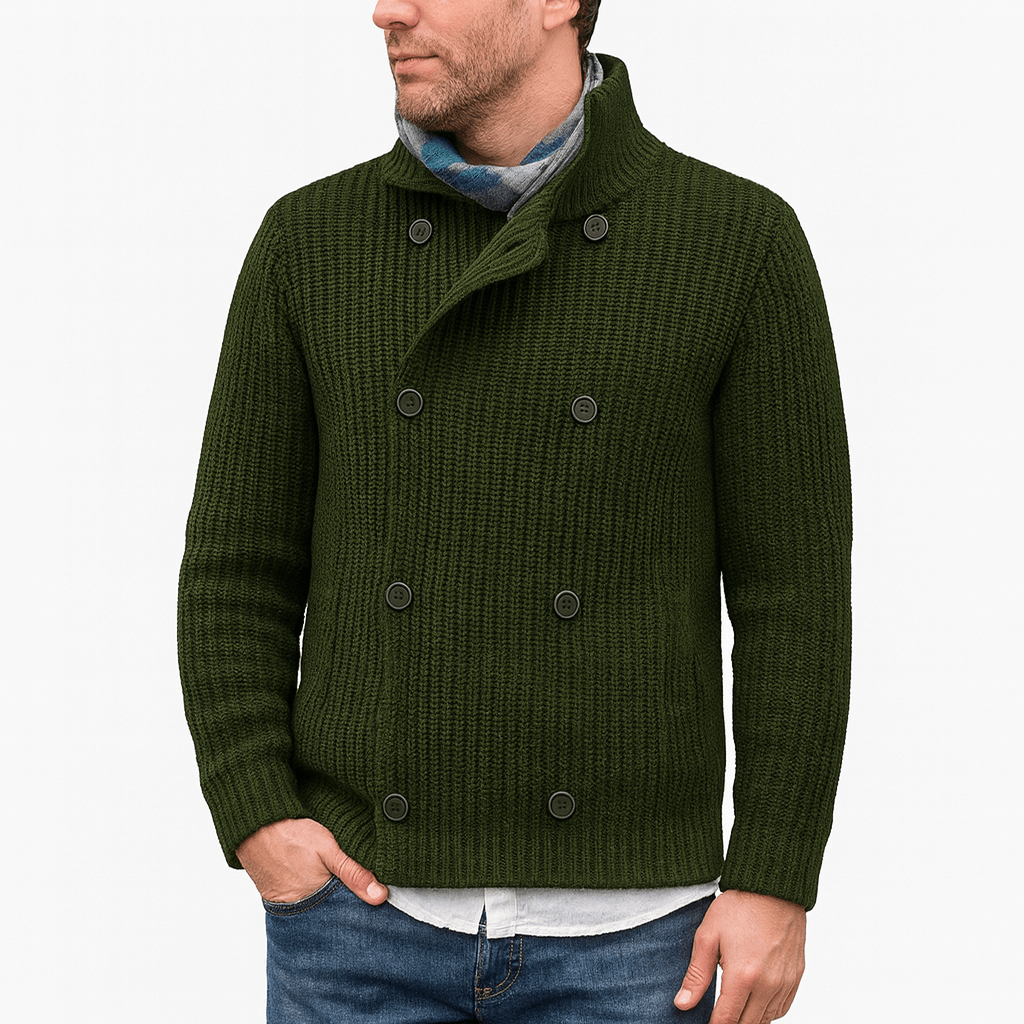 Double-Breasted Knit Cardigan