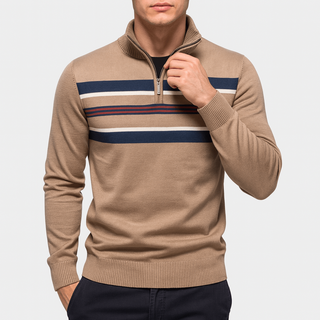 Half-Zip Striped Jumper