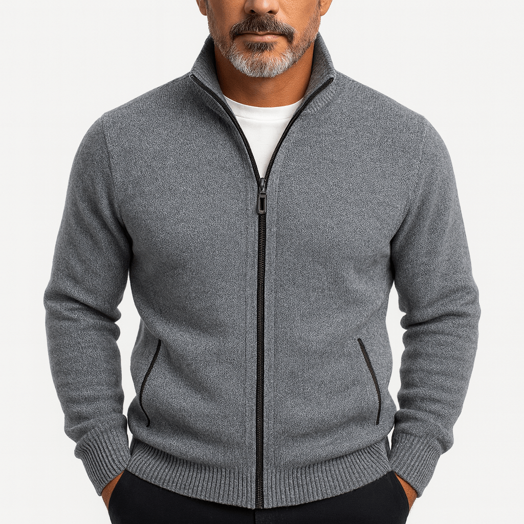 High Collar Zip Cardigan
